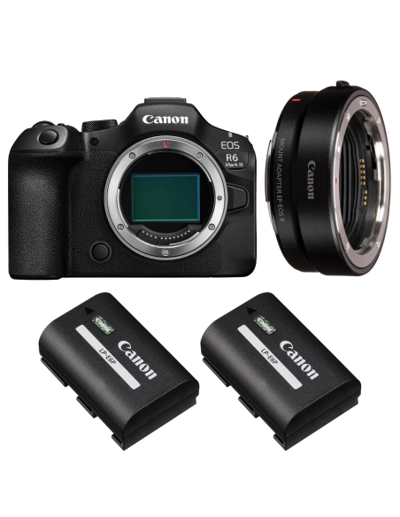 Canon EOS R6 Mark III + Canon EF-EOS R + 2 Canon LP-E6P Canon APPAREIL PHOTO HYBRIDE 2 587,00 € MCZ DIRECT