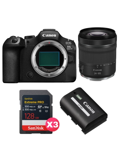 Canon EOS R6 Mark III + RF 24-105mm f/4-7.1 IS STM + 3 SanDisk 128GB Extreme PRO UHS-II SDXC + Canon LP-E6P Canon APPAREIL PHOTO HYBRIDE 3 458,00 € MCZ DIRECT