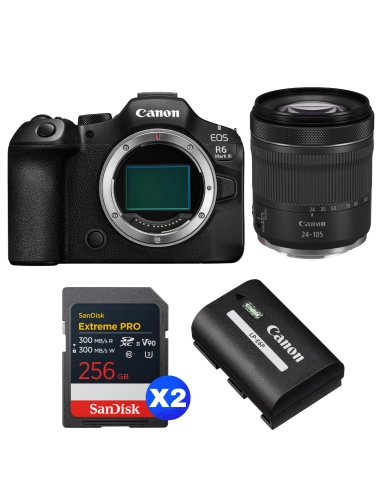Canon EOS R6 Mark III + RF 24-105mm f/4-7.1 IS STM + 2 SanDisk 256GB Extreme PRO UHS-II SDXC + Canon LP-E6P Canon MIRRORLESS CAMERAS €3,148.00 MCZ DIRECT