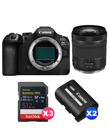 Canon R6 III + 24-105mm IS STM + 3×512GB Kit