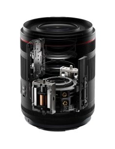 Cross-section of Canon RF 35mm f/1.4 L VCM lens showing internal elements and construction Cross-section of Canon RF 35mm f/1.4 L VCM lens showing internal elements and construction