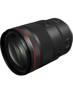Canon RF 135mm f/1.8 L IS USM lens, angled view showcasing front element and focus ring Canon RF 135mm f/1.8 L IS USM lens, angled view showcasing front element and focus ring