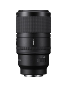 Objetivo Sony FE 100mm f/2.8 Macro GM con enfoque y anillo de apertura visibles Objetivo Sony FE 100mm f/2.8 Macro GM con enfoque y anillo de apertura visibles