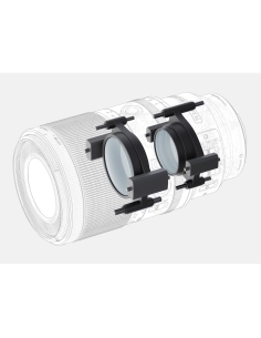 Objectif Sony FE 100mm f/2.8 Macro GM avec détail des éléments optiques