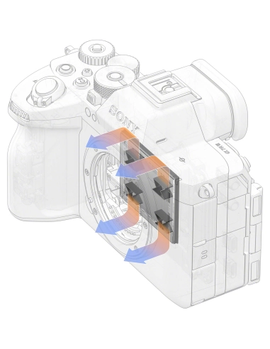 Sony a7R VI, cámara sin espejo, montura E y puertos de conexión visibles, diseño ergonómico