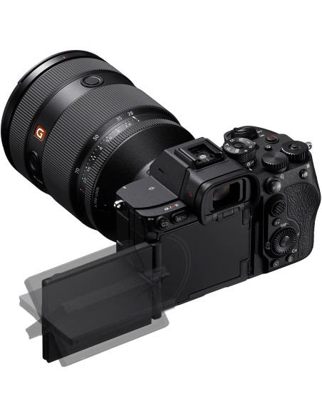 Cámara sin espejo Sony a7R VI con lente y pantalla abatible
