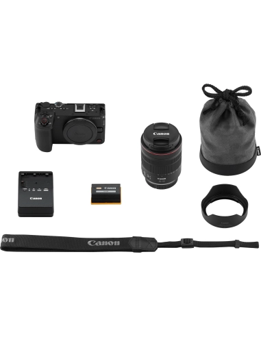 Canon EOS R6 V with RF 20-50mm f/4 L IS USM PZ lens and accessories