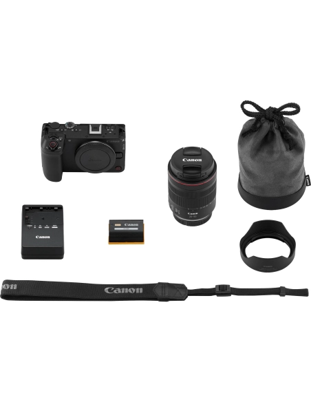 Canon EOS R6 V with RF 20-50mm f/4 L IS USM PZ lens and accessories