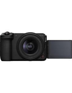 Canon EOS R6 V with RF 20-50mm f/4 L IS USM PZ, front view, adjustable screen visible Canon EOS R6 V with RF 20-50mm f/4 L IS USM PZ, front view, adjustable screen visible