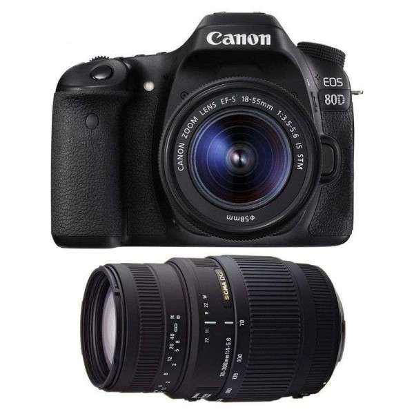 Cámara Canon 80D + EF-S 18-55mm f/4-5.6 IS STM + Sigma 70-300mm F4-5,6 DG Macro-3
