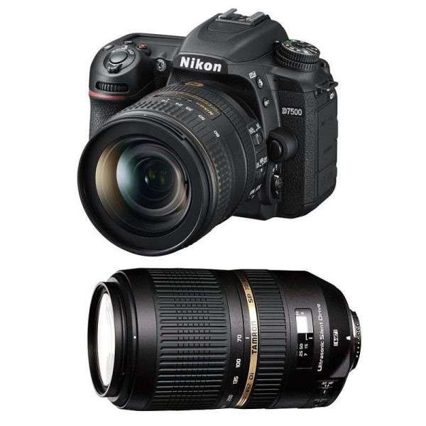 Cámara Nikon D7500 + AF-P DX NIKKOR 18-55 mm f/3.5-5.6G VR + Tamron SP AF 70-300 mm f/4-5.6 Di VC USD-3