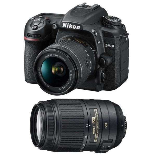 Appareil photo Reflex Nikon D7500 + AF-P DX NIKKOR 18-55 mm F3.5-5.6G VR + AF-P DX 70-300 F4,5-6,3 G ED VR-3