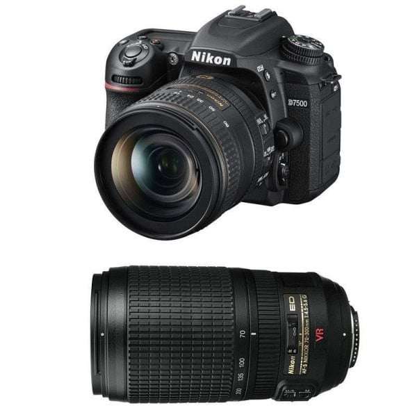 Appareil photo Reflex Nikon D7500 + AF-P DX NIKKOR 18-55 mm F3.5-5.6G VR + AF-S 70-300 mm F4.5-5.6 G IF-ED VR-3