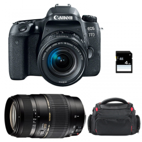 Appareil photo Reflex Canon 77D + EF-S 18-55mm F4-5.6 IS STM + Tamron AF 70-300 mm F4-5,6 Di LD Macro + Sac + SD 4Go-1