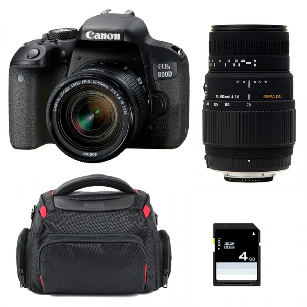 Appareil photo Reflex Canon 800D + EF-S 18-55mm F4-5.6 IS STM + Sigma 70-300 DG MACRO + Sac + SD 4Go-1