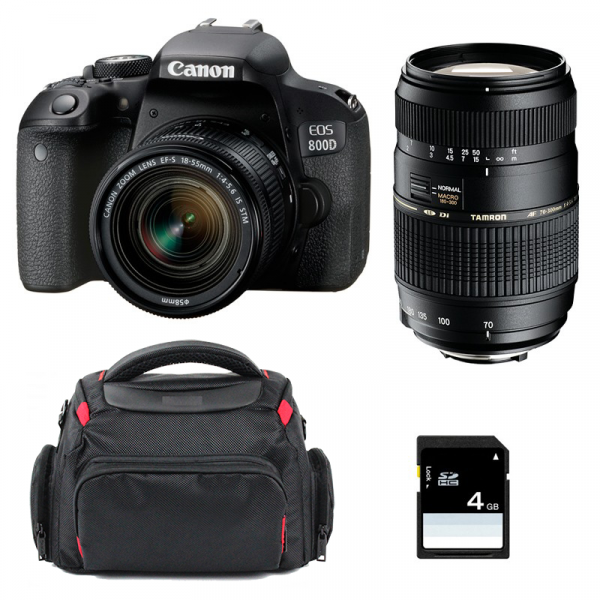 Canon EOS 800D + EF-S 18-55mm f/4-5.6 IS STM + Tamron AF 70-300 mm f/4-5,6 Di LD + Bag + SD 4Go-1