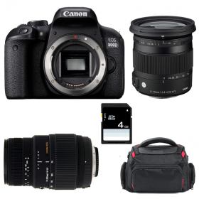 Cámara Canon 800D + Sigma 17-70 mm f/2,8-4 DC Macro OS HSM Cont. + 70-300 mm f/4-5,6 DG Macro + Bolsa + SD 4Go-1