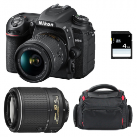 Cámara Nikon D7500 + AF-P DX NIKKOR 18-55 mm f/3.5-5.6G VR + AF-S DX 55-200 mm f/4-5.6 ED VR II + Bolsa + SD 4Go-1