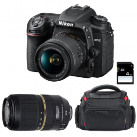 Appareil photo Reflex Nikon D7500 + AF-P DX 18-55mm 3.5-5.6G VR + Tamron AF 70-300mm F4-5.6 SP Di VC USD + Sac + SD 4Go-1