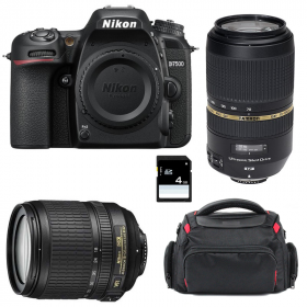 Appareil photo Reflex Nikon D7500 + AF-S DX 18-105 mm F3.5-5.6G ED VR + Tamron SP AF 70-300 mm F4-5.6 Di VC USD + Sac + SD 4Go-1