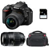 Nikon D5600 + AF-P DX 18-55 mm F3.5-5.6G VR + Tamron AF 70-300 mm F4-5,6 Di LD Macro 1/2 + Sac + SD 4Go - Appareil photo Reflex-