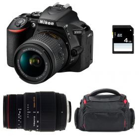 Appareil photo Reflex Nikon D5600 + AF-P DX NIKKOR 18-55 mm F3.5-5.6G VR + Sigma 70-300 mm F4-5,6 DG APO Macro + Sac + SD 4Go-1