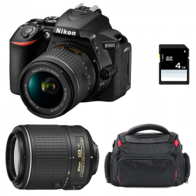 Cámara Nikon D5600 + AF-P DX NIKKOR 18-55 mm f/3.5-5.6G VR + AF-S DX 55-200 mm f/4-5.6 ED VR II + Bolsa + SD 4Go-1