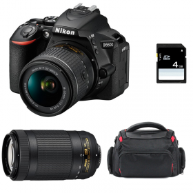 Appareil photo Reflex Nikon D5600 + AF-P DX NIKKOR 18-55 mm F3.5-5.6G VR + AF-P DX 70-300 F4,5-6,3 G ED VR + Sac + SD 4Go-1