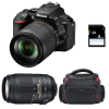 Appareil photo Reflex Nikon D5600 + AF-S DX 18-105 mm F3.5-5.6G ED VR + AF-S DX 55-300 mm F4.5-5.6 G ED VR + Sac + SD 4Go-1