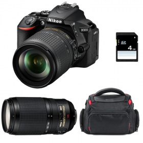 Cámara Nikon D5600 + AF-S DX 18-105 mm f/3.5-5.6G ED VR + AF-S 70-300 mm f/4.5-5.6 G IF-ED VR + Bolsa + SD 4Go-1