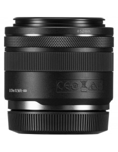 Objectif Canon RF 35mm F1.8 Macro IS STM vue de face, design compact et moderne, monture RF, filetage de 52mm