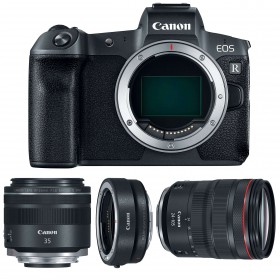 Appareil photo hybride Canon R + RF 24-105 mm F4L IS USM + RF 35mm F1.8 Macro IS STM + Canon EF R-7