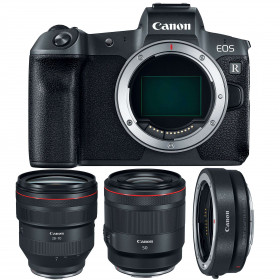 Cámara mirrorless Canon R + RF 28-70mm f/2L USM + RF 50mm f/1.2L USM + Canon EF R-4