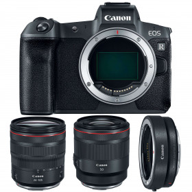 Cámara mirrorless Canon R + RF 24-105 mm f/4L IS USM + RF 50mm f/1.2L USM + Canon EF R-1