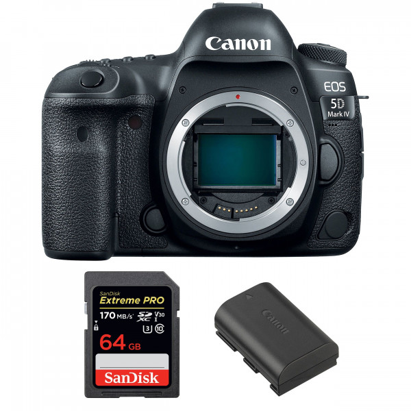 Cámara Canon 5D Mark IV Cuerpo + SanDisk 64GB Extreme PRO UHS-I SDXC 170 MB/s + Canon LP-E6N-1