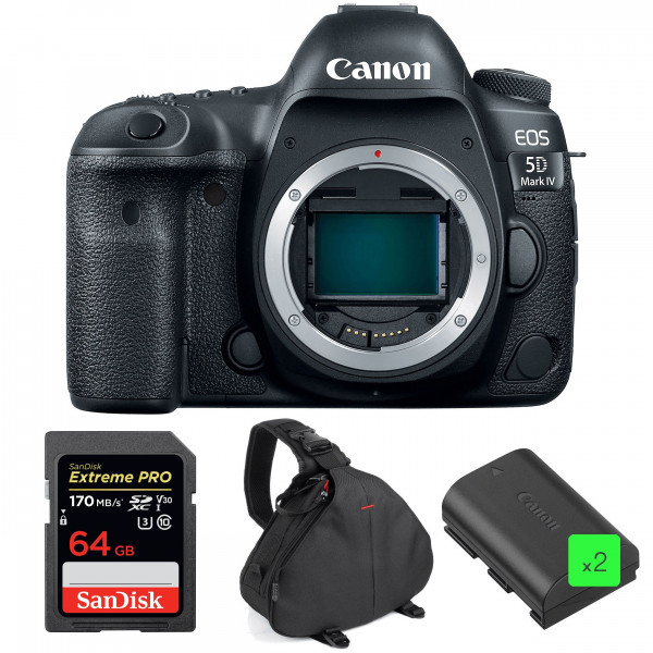 Cámara Canon 5D Mark IV Cuerpo + SanDisk 64GB Extreme PRO UHS-I SDXC 170 MB/s + 2 Canon LP-E6N  + Bolsa-1