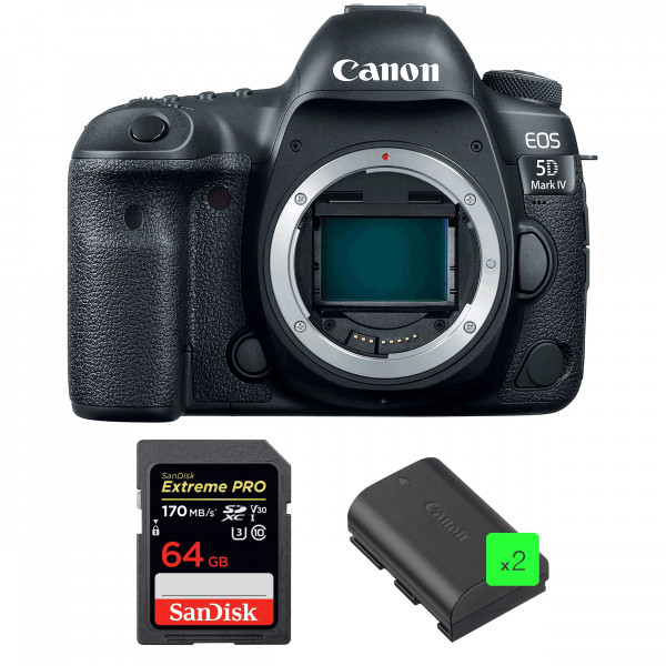 Canon EOS 5D Mark IV Body + SanDisk 64GB Extreme PRO UHS-I SDXC 170 MB/s + 2 Canon LP-E6N-1