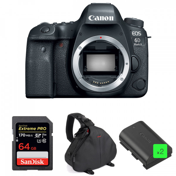 Canon EOS 6D Mark II Body + SanDisk 64GB Extreme PRO UHS-I SDXC 170 MB/s + 2 Canon LP-E6N + Bag-1