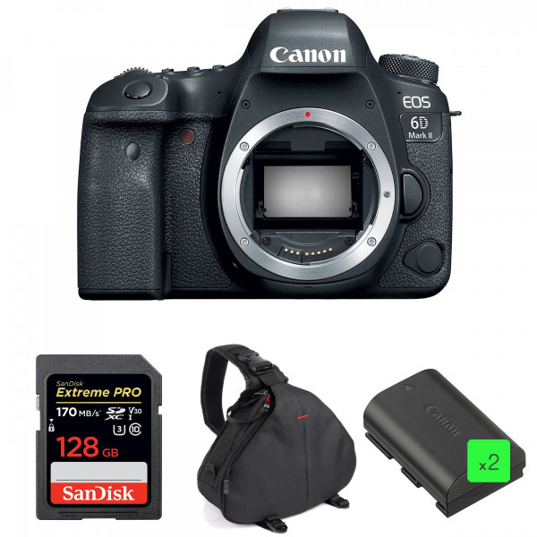 Cámara Canon 6D Mark II Cuerpo + SanDisk 128GB Extreme PRO UHS-I SDXC 170 MB/s + 2 Canon LP-E6N + Bolsa-1