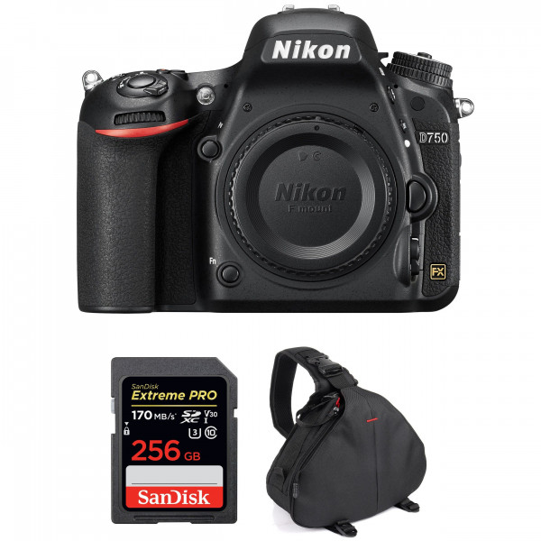 Appareil photo Reflex Nikon D750 Nu + SanDisk 256GB Extreme PRO UHS-I SDXC 170 MB/s + Sac-1