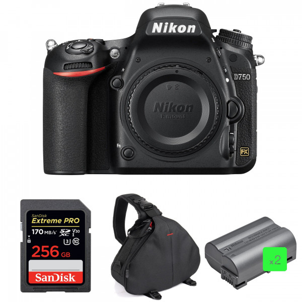 Cámara Nikon D750 Cuerpo + SanDisk 256GB Extreme PRO UHS-I SDXC 170 MB/s + 2 Nikon EN-EL15b + Bolsa-1