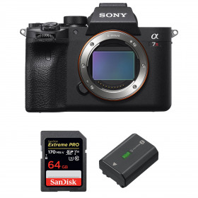 Appareil photo hybride Sony A7R IV Nu + SanDisk 64GB Extreme PRO UHS-I SDXC 170 MB/s + Sony NP-FZ100-1