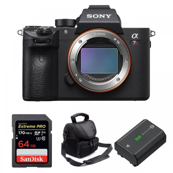 Appareil photo hybride Sony A7R III Nu + SanDisk 64GB Extreme PRO UHS-I SDXC 170 MB/s + Sony NP-FZ100 + Sac-1