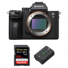 Appareil photo hybride Sony A7 III Nu + SanDisk 64GB Extreme PRO UHS-I SDXC 170 MB/s + Sony NP-FZ100-1