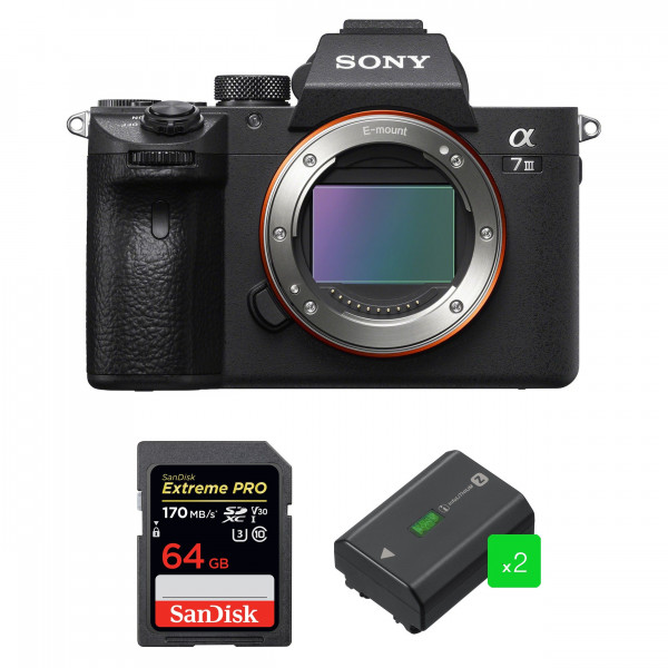 Sony A7 III Nu + SanDisk 64GB Extreme PRO UHS-I SDXC 170 MB/s + 2 Sony NP-FZ100 - Appareil Photo Hybride-1