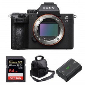 Appareil photo hybride Sony A7 III Nu + SanDisk 64GB Extreme PRO UHS-I SDXC 170 MB/s + Sony NP-FZ100 + Sac-1