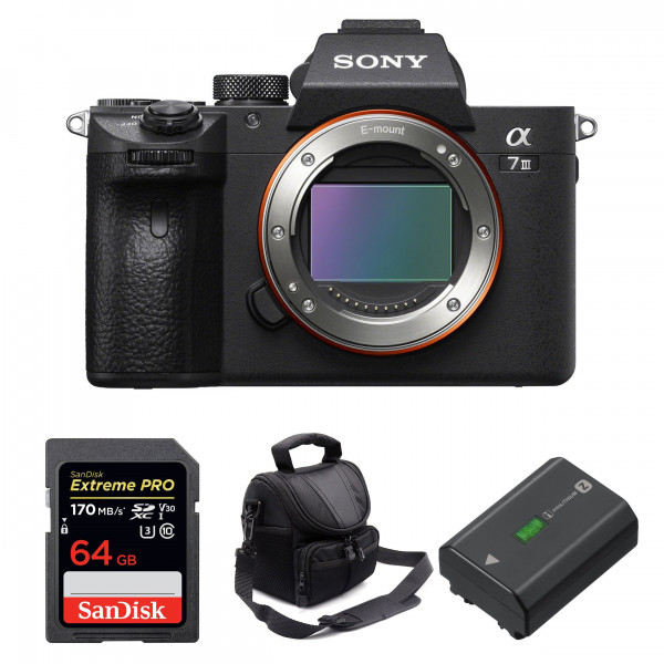 Sony Alpha 7 III Body + SanDisk 64GB Extreme PRO UHS-I SDXC 170 MB/s + Sony NP-FZ100 + Camera Bag-1