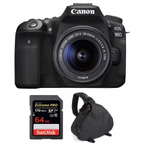 Canon EOS 90D + 18-55mm F/3.5-5.6 EF-S IS STM + SanDisk 64GB Extreme PRO UHS-I SDXC 170 MB/s + Bag-1