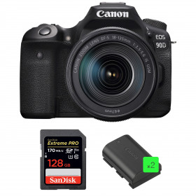 Canon EOS 90D + 18-135mm f/3.5-5.6 IS USM + SanDisk 128GB Extreme PRO UHS-I SDXC 170 MB/s + 2 Canon LP-E6N-1