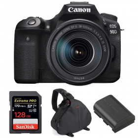 Cámara Canon 90D + 18-135mm IS USM + SanDisk 128GB Extreme PRO UHS-I SDXC 170 MB/s + Canon LP-E6N  + Bolsa-1